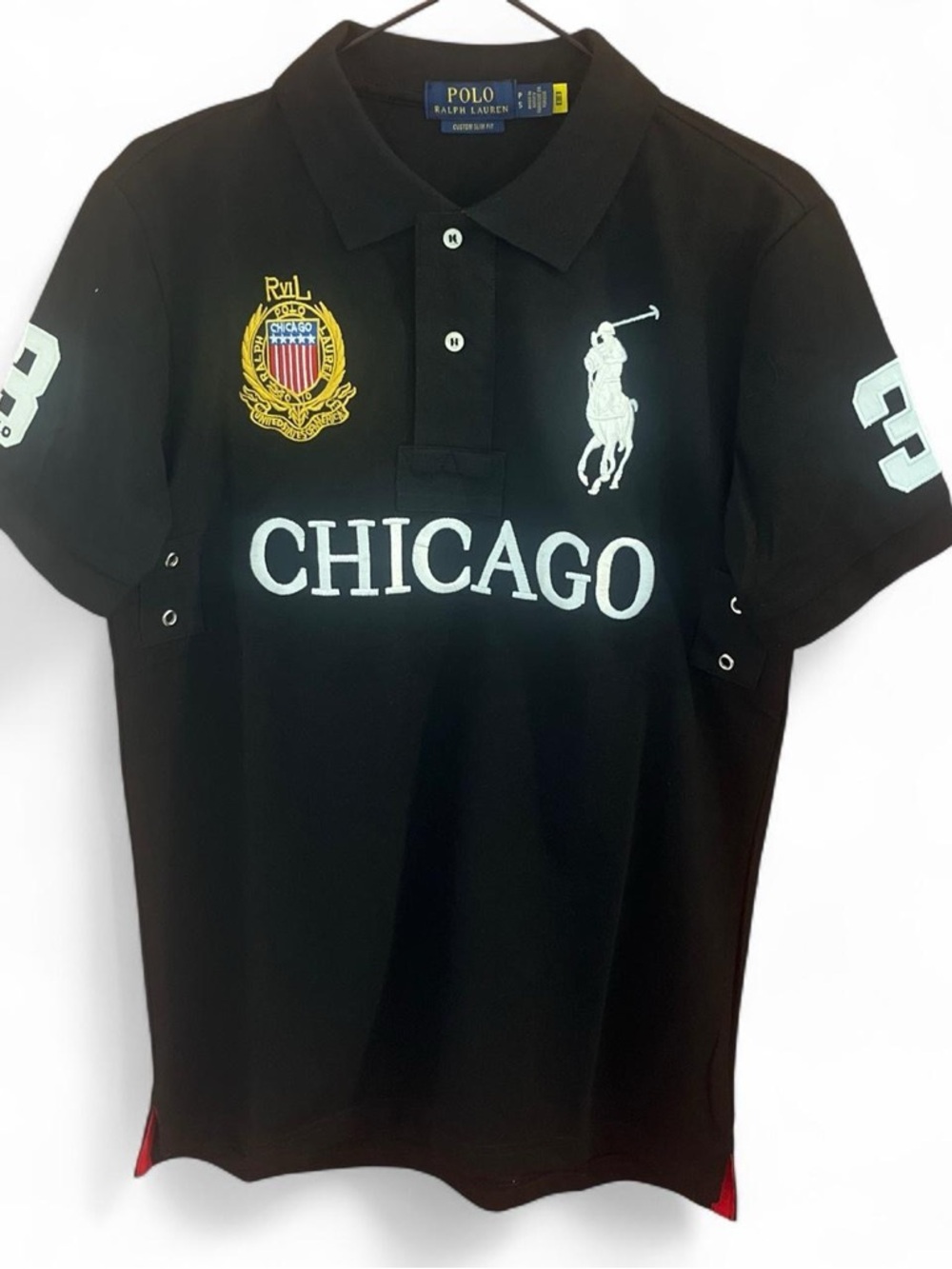 Polo by Ralph Lauren Black Polo with White CHICAGO Lettering & Crest